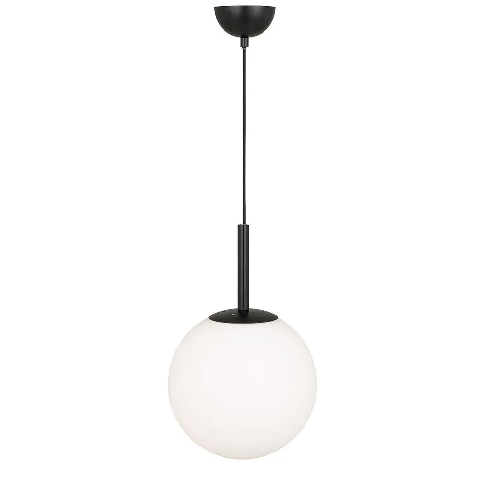 Bally 25cm Black with Opal Glass Modern Pendant