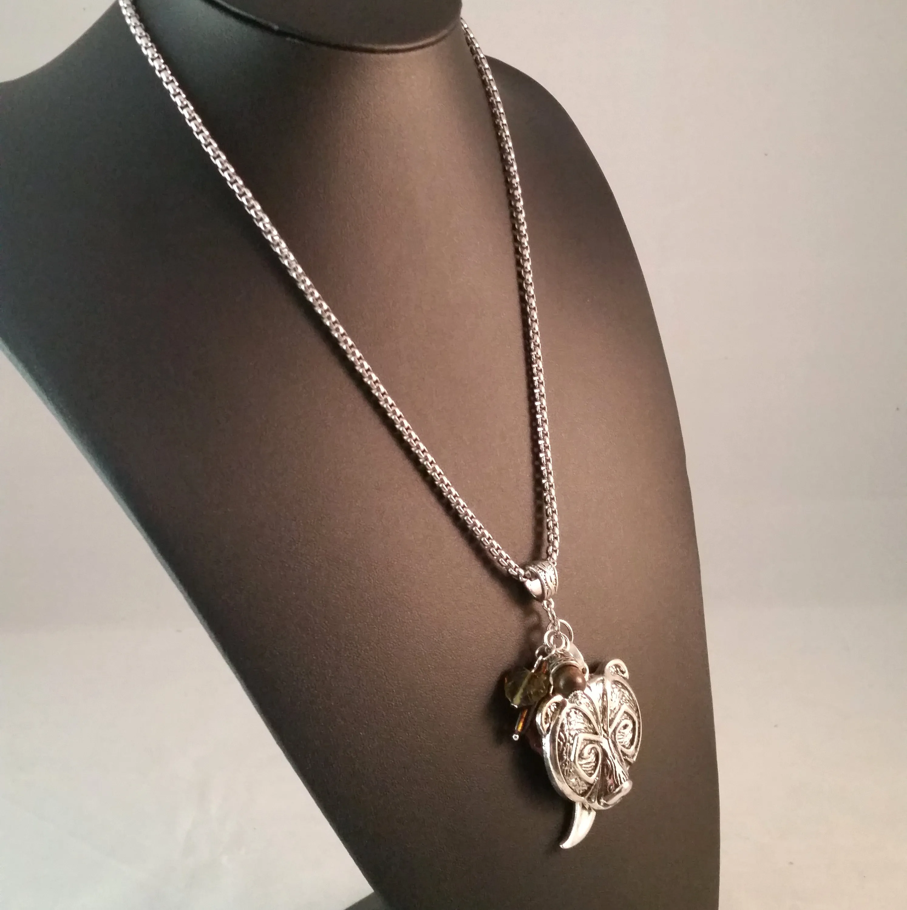 Bear Necklace Silver Amber Nature Talisman