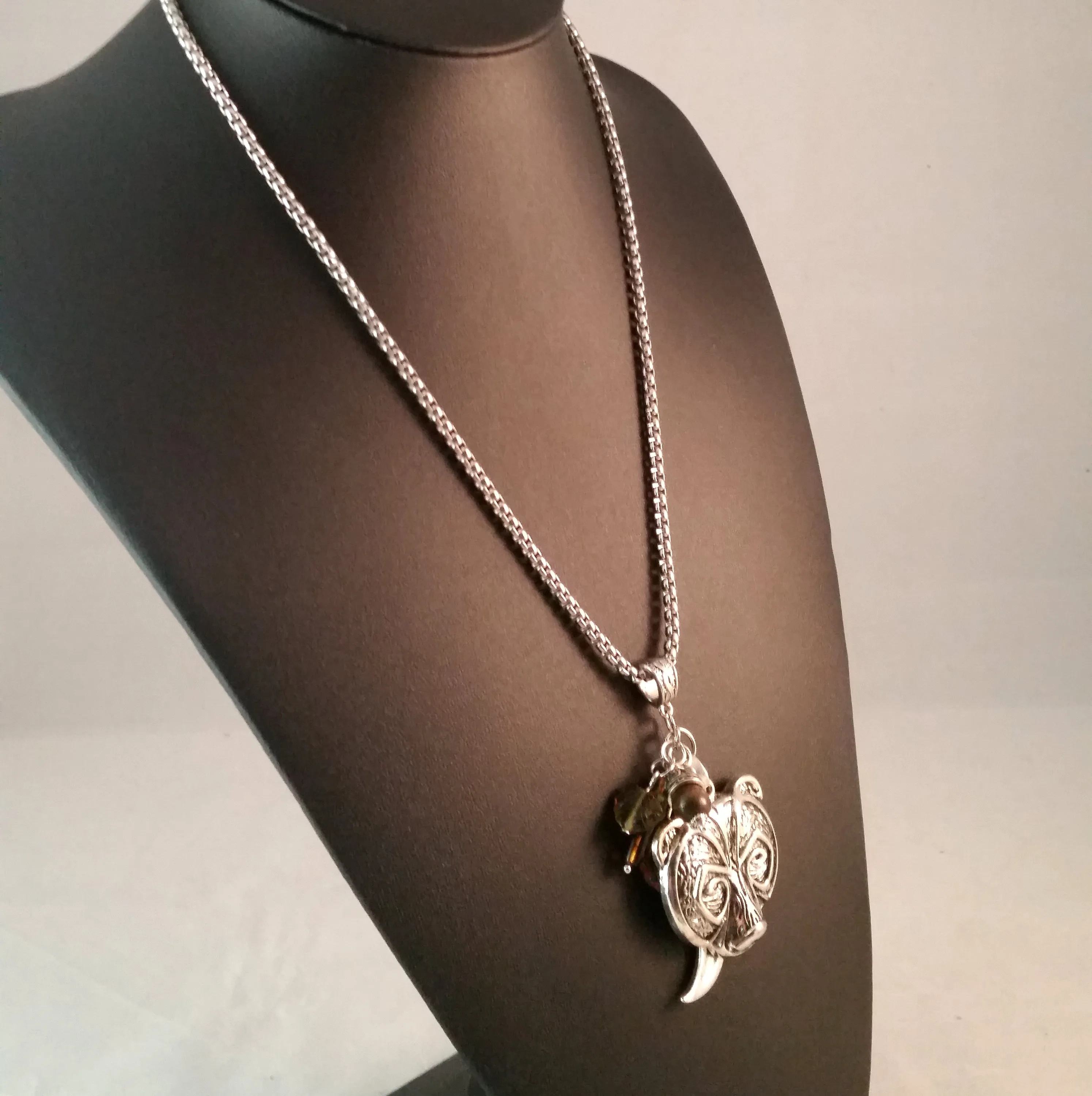 Bear Necklace Silver Amber Nature Talisman