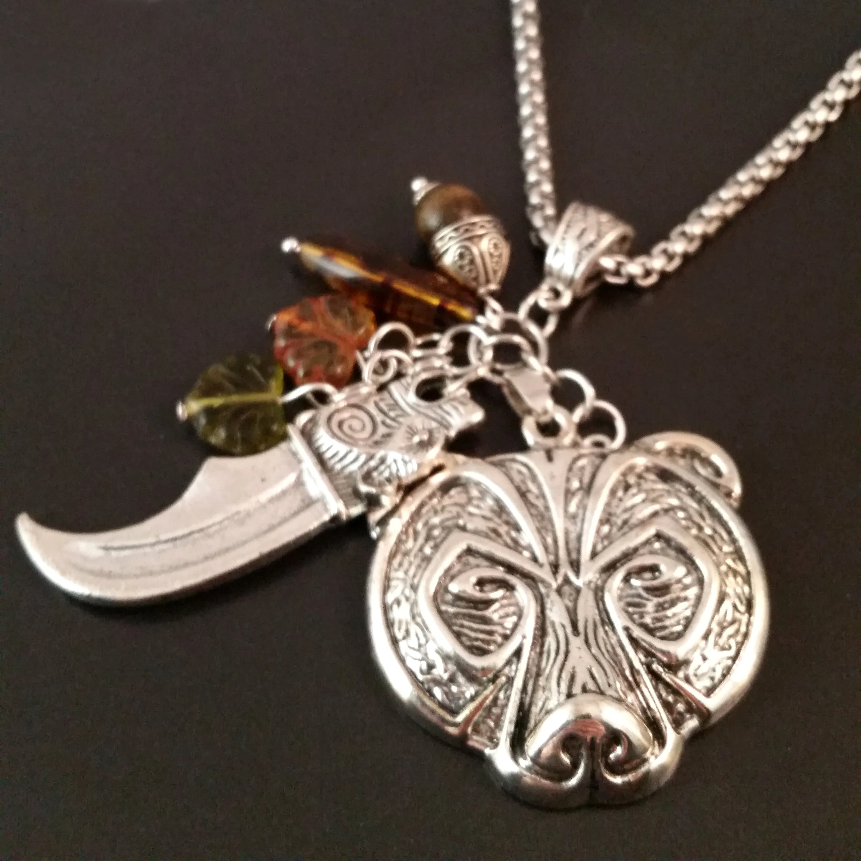 Bear Necklace Silver Amber Nature Talisman