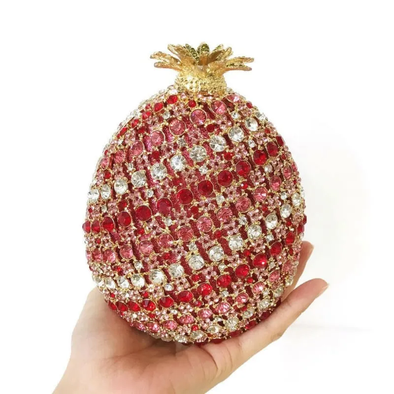 Bejeweled Pineapple Shaped Crystal Diamante Banquet Bag