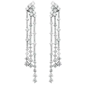 Big & Small Diamond Earrings (4.41 ct Diamonds) in White Gold