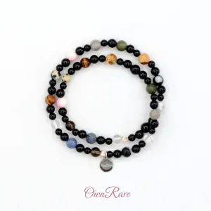 Black Agate Planet Double Loop Jewel Bracelet