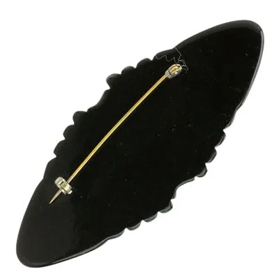 Black Bakelite & Diamanté Art Deco Brooch