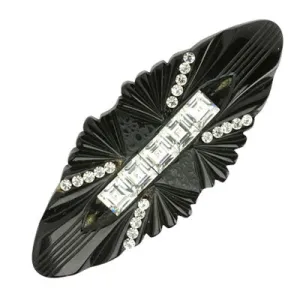 Black Bakelite & Diamanté Art Deco Brooch