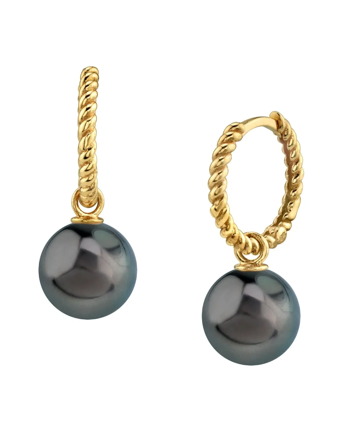 Black Tahitian Pearl Lyra Dangle Earrings