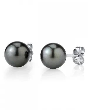 Black Tahitian Pearl Stud Earrings, 12.0-13.0mm