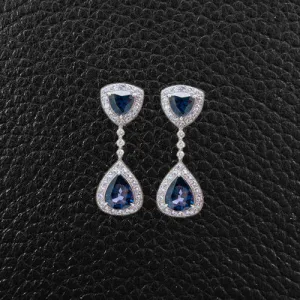 Blue Spinel & Diamond Dangle Earrings