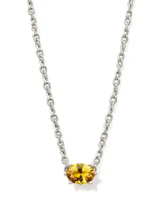 Cailin Silver Pendant Necklace in Golden Yellow Crystal