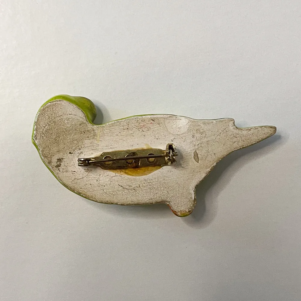 Ceramic Parrot Brooch - Vintage