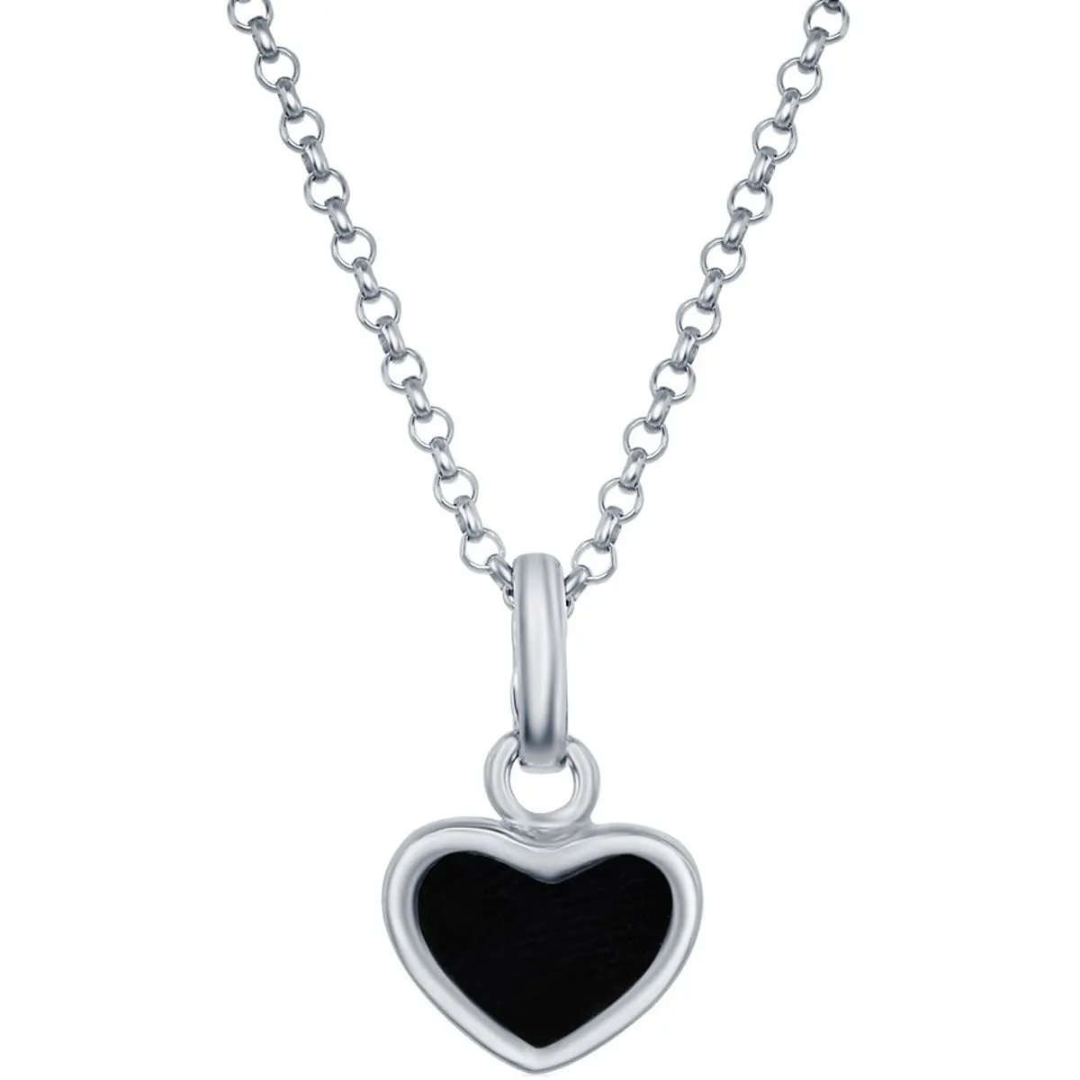 Classic Women's Pendant and Earrings Set - Sterling Silver Onyx Heart | SET-399