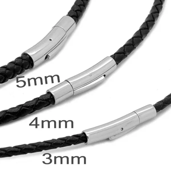 Classy Men 4mm Braided Leather Chain Necklace