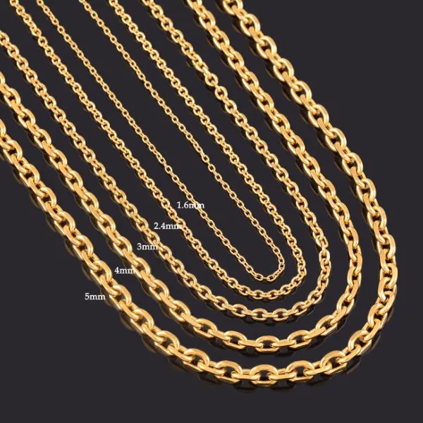 Classy Men 4mm Gold Rolo Chain Necklace