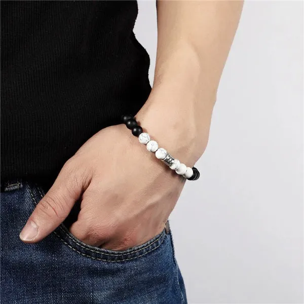 Classy Men Cancer White Beaded Zodiac Bracelet