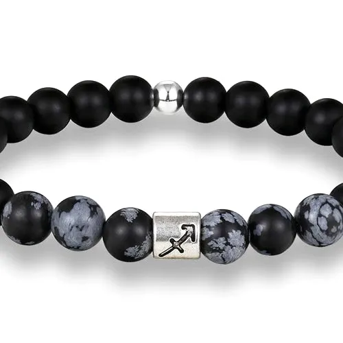 Classy Men Sagittarius Black Beaded Zodiac Bracelet