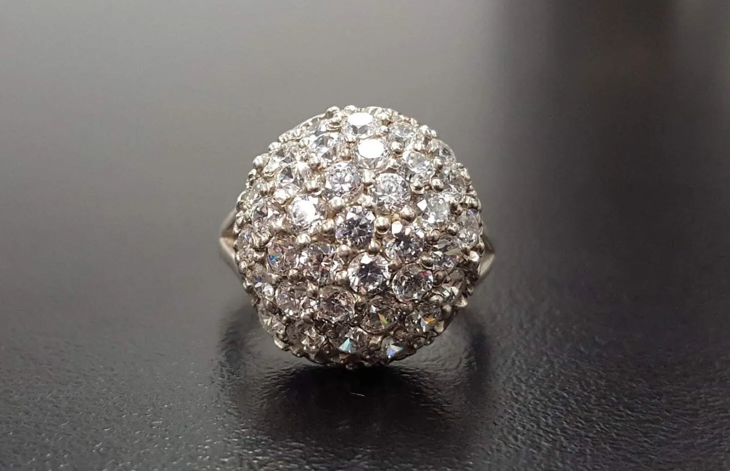 Cluster Diamond Ring - Sparkly Sphere Ring - Vintage Cocktail Ring