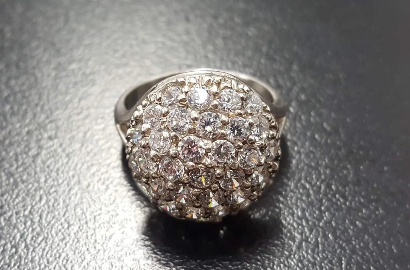 Cluster Diamond Ring - Sparkly Sphere Ring - Vintage Cocktail Ring