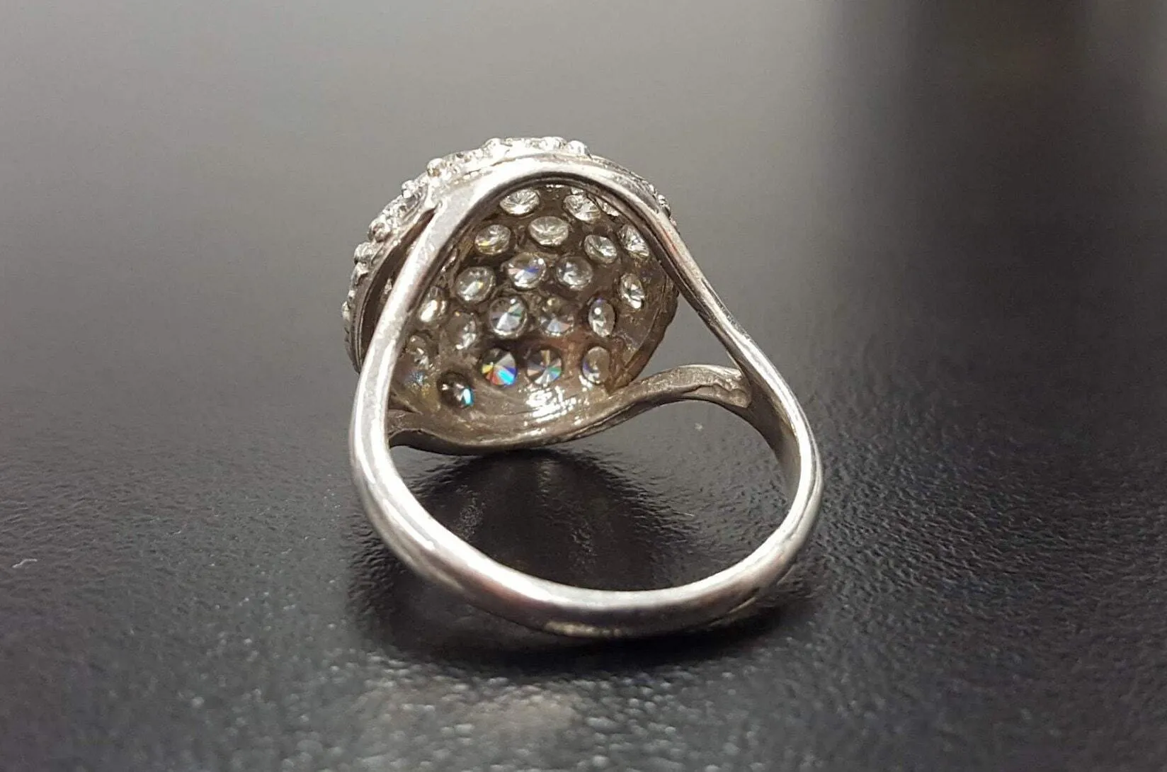 Cluster Diamond Ring - Sparkly Sphere Ring - Vintage Cocktail Ring