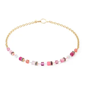 Coeur De Lion GeoCUBE® Iconic Gold Magenta Chain Necklace