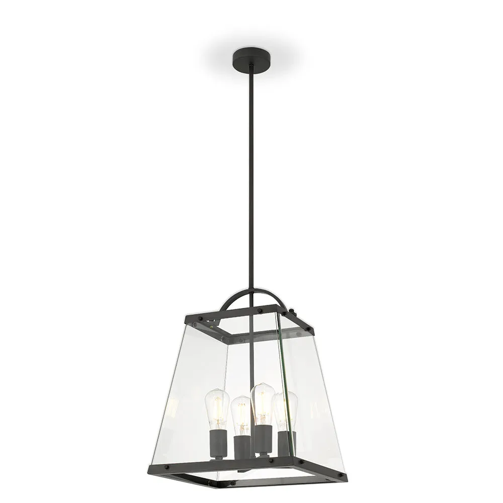 Colair 4 Light Black and Glass Classic Pendant