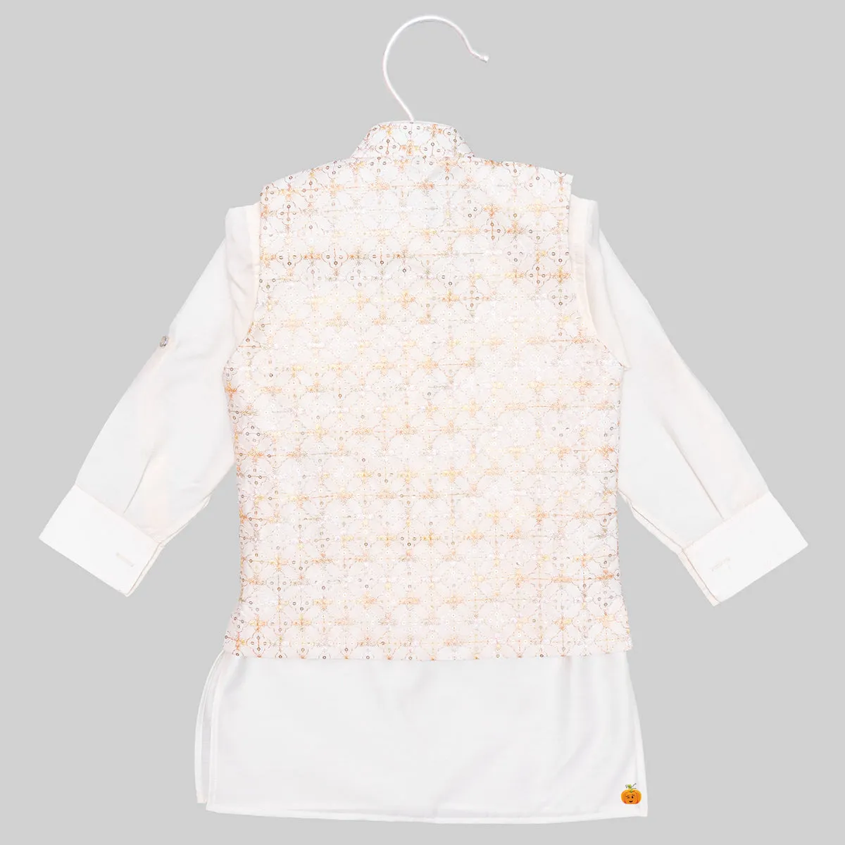 Cream Boys Kurta Pajama with Jacket