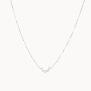 crescent moon necklace silver - sterling silver