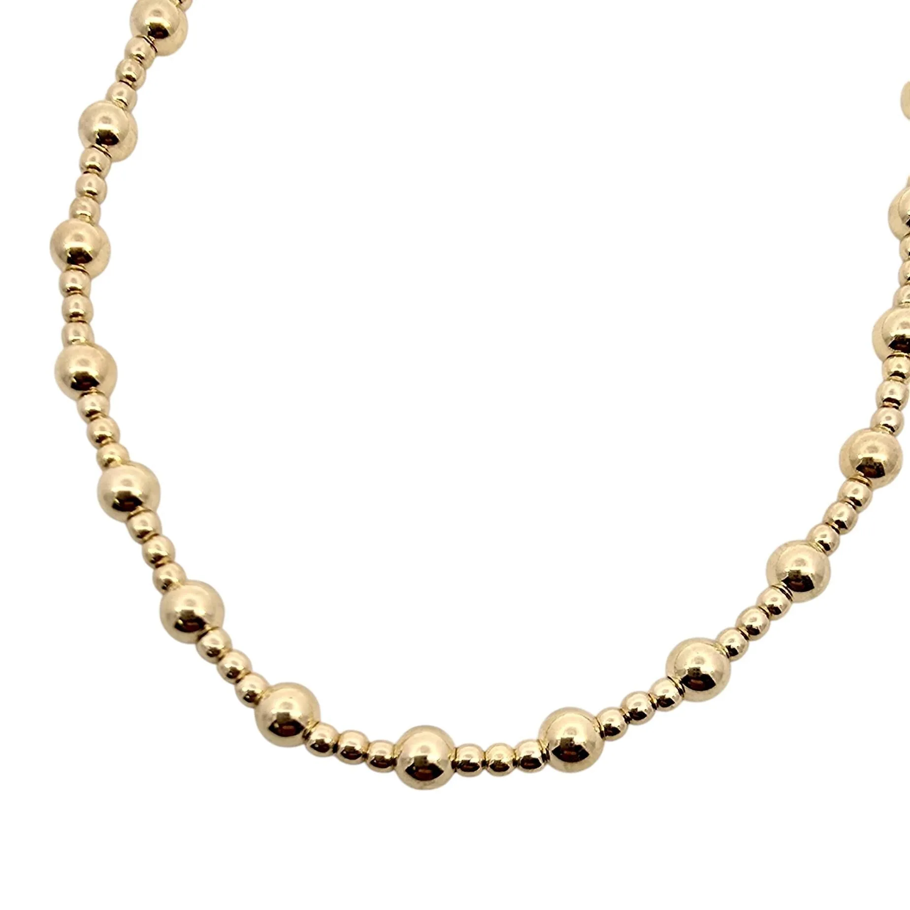 Dainty Gold Filled Beaded Necklace - 2mm and 4mm Alternating Pattern Layering Jewelry - Tarnish Free Jewelry