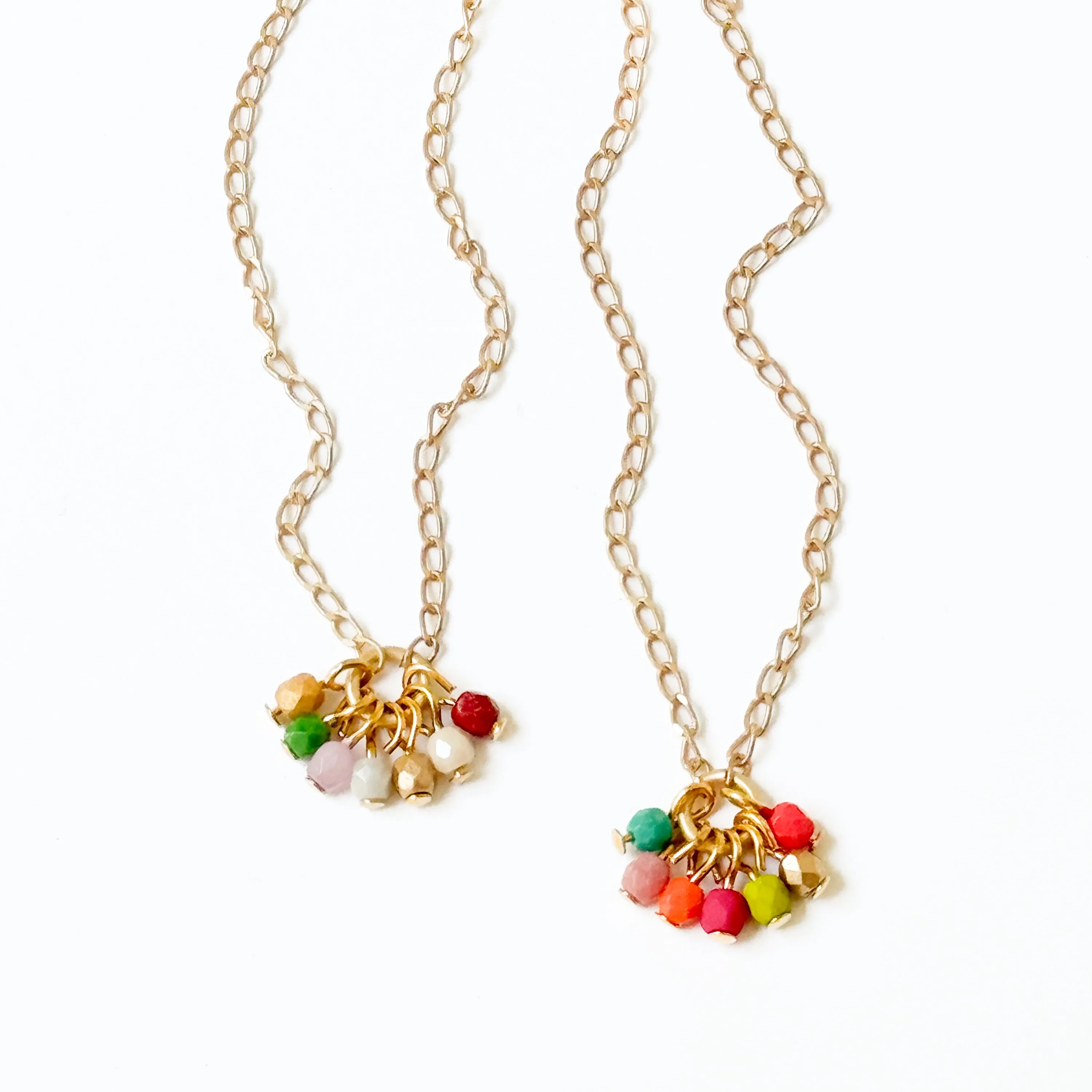 Dainty Gold Plated Necklace With Tiny Beaded Cluster Pendant