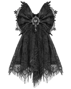 Devil Fashion Gothic Lace Bow Cravat - Black