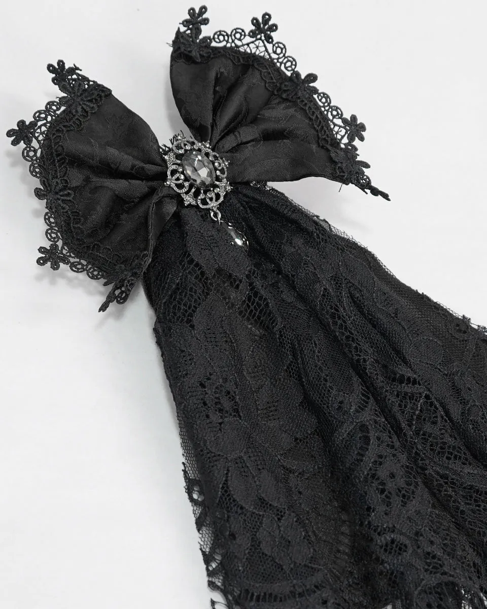 Devil Fashion Gothic Lace Bow Cravat - Black