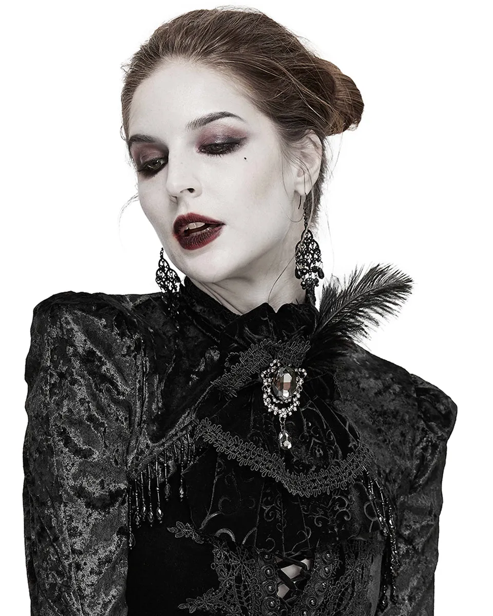 Devil Fashion Unisex Baroquia Gothic Aristocrat Jabot Cravat - Black Velvet