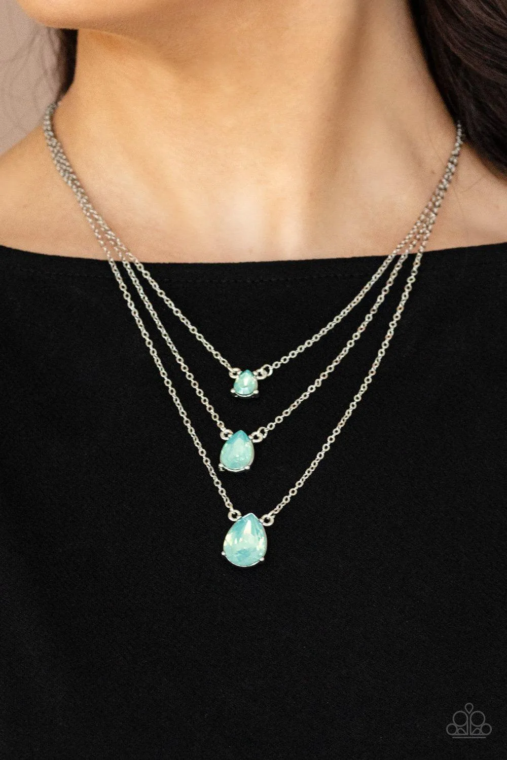 Dewy Drizzle Green Rhinestone Necklace - Paparazzi Accessories