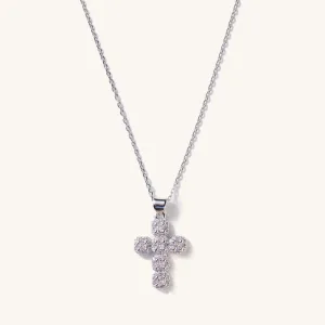 Diamond Cross Adjustable Necklace-Silver