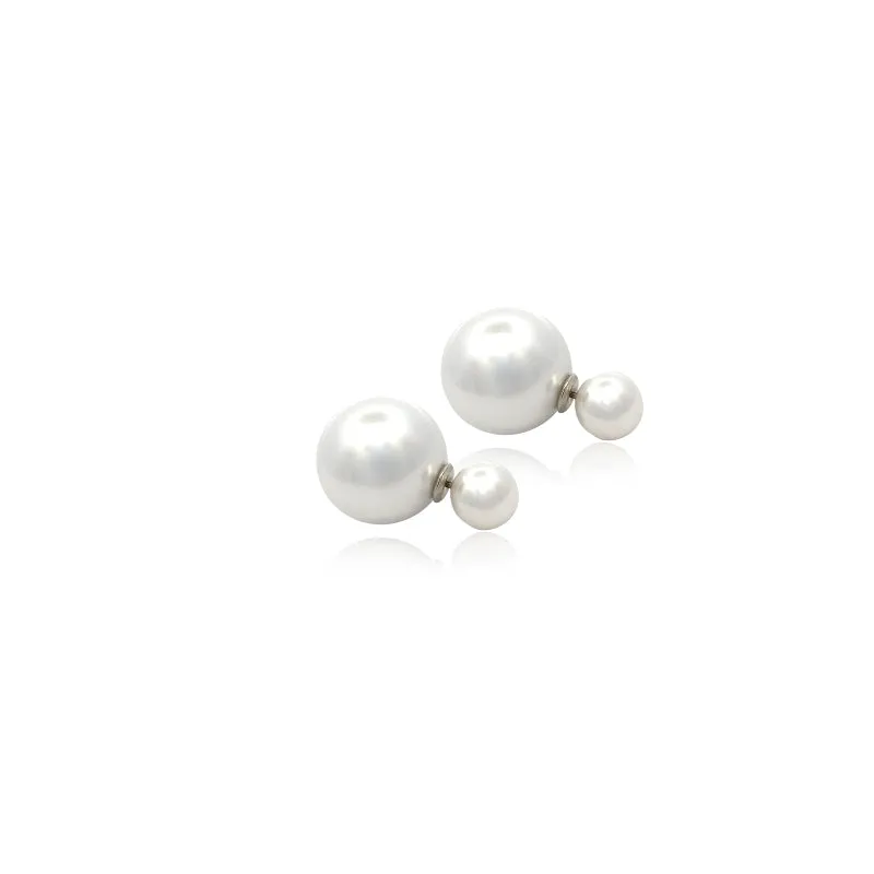 Double Pearl Stud Earrings