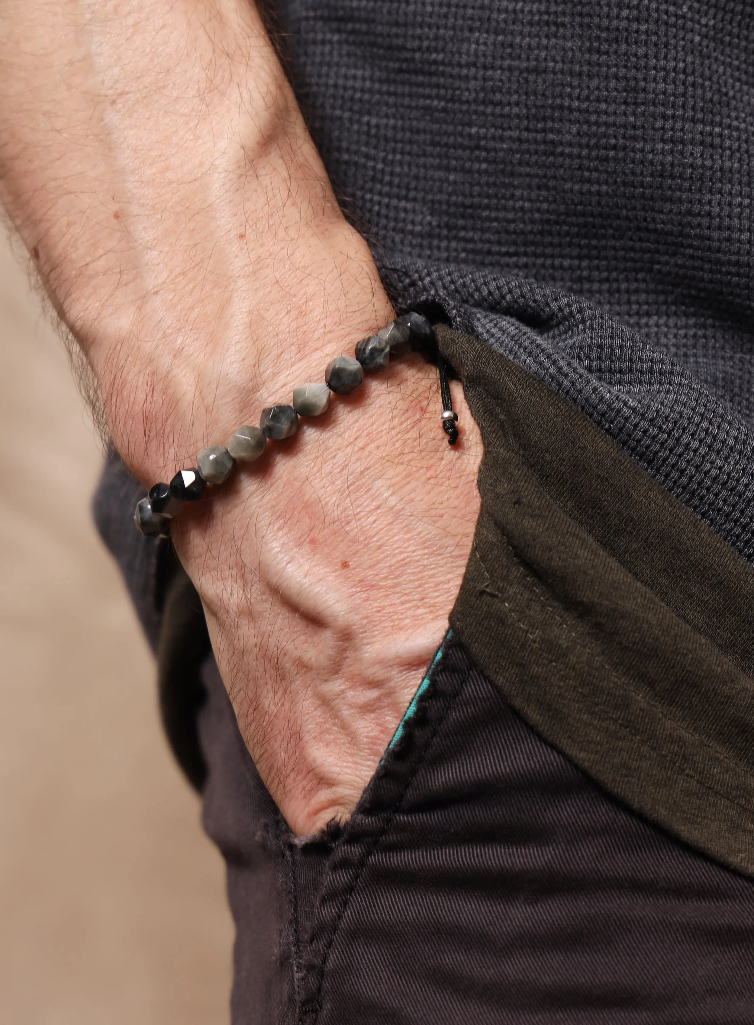 Eagle Eye Gemstone Bead Bracelet for Men