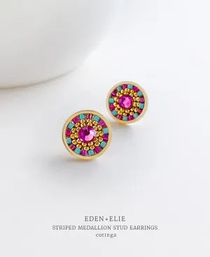 EDEN   ELIE Striped Medallion stud earrings - Cotinga