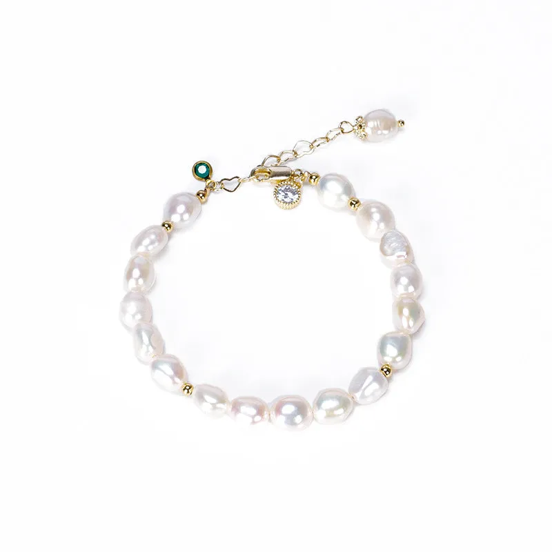 Elegant 14k Gold Plated Baroque Freshwater Pearl Bracelet