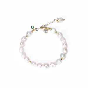 Elegant 14k Gold Plated Baroque Freshwater Pearl Bracelet