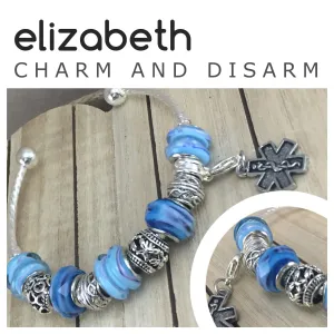 Elizabeth Blue Silver Plated Medical Alert Bracelet - Handmade to Order