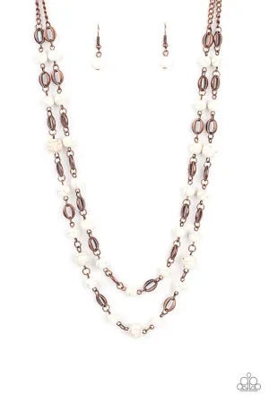 Essentially Earthy Copper and White Stone Necklace - Paparazzi Accessories