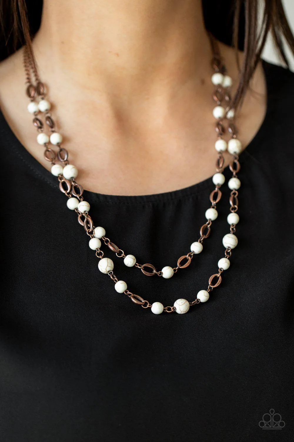 Essentially Earthy Copper and White Stone Necklace - Paparazzi Accessories