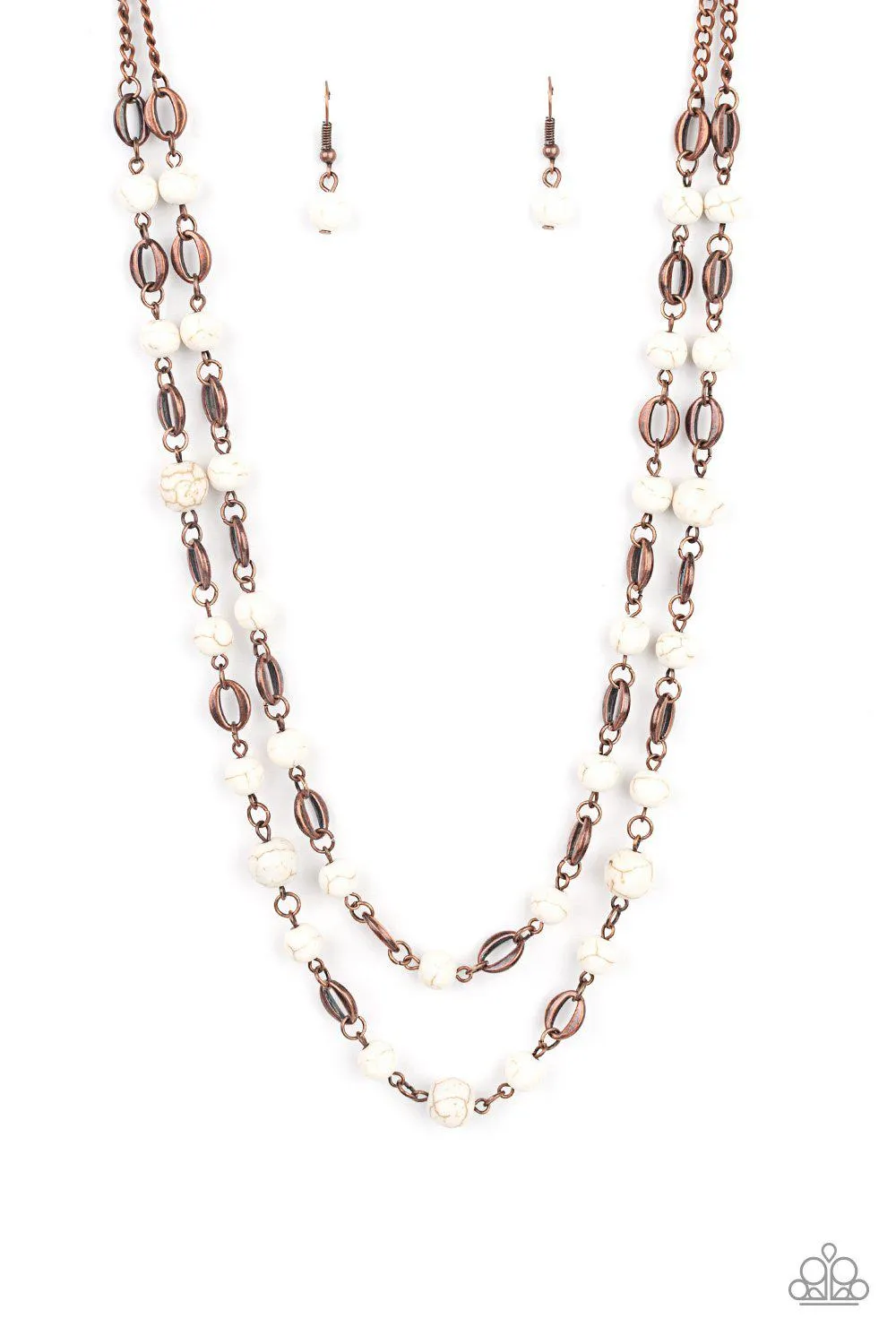 Essentially Earthy Copper and White Stone Necklace - Paparazzi Accessories