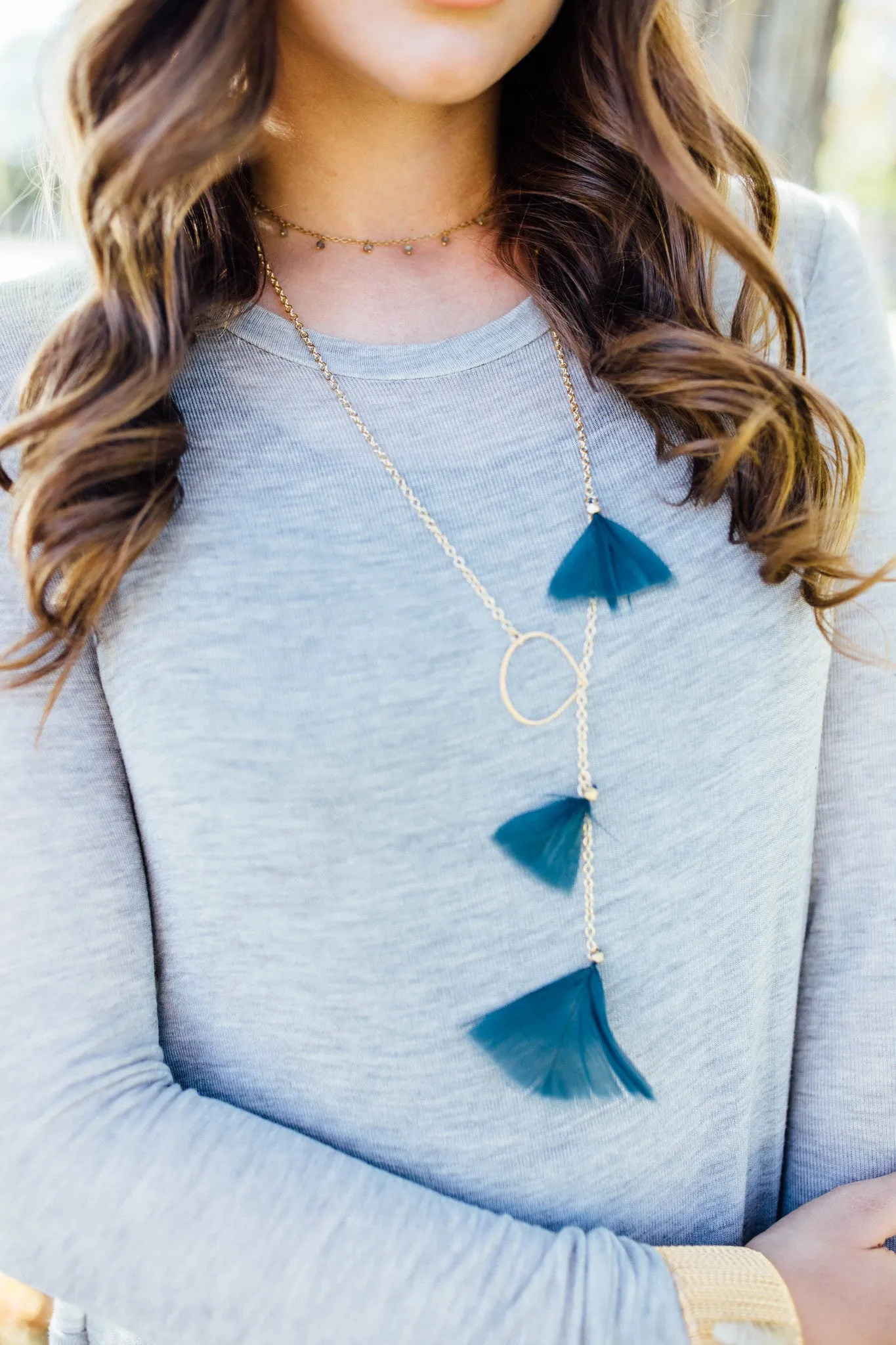 Feather Lariat Necklace