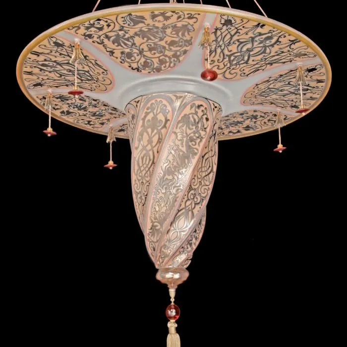 Fortuny Style Ceiling Light With Art Nouveau Design