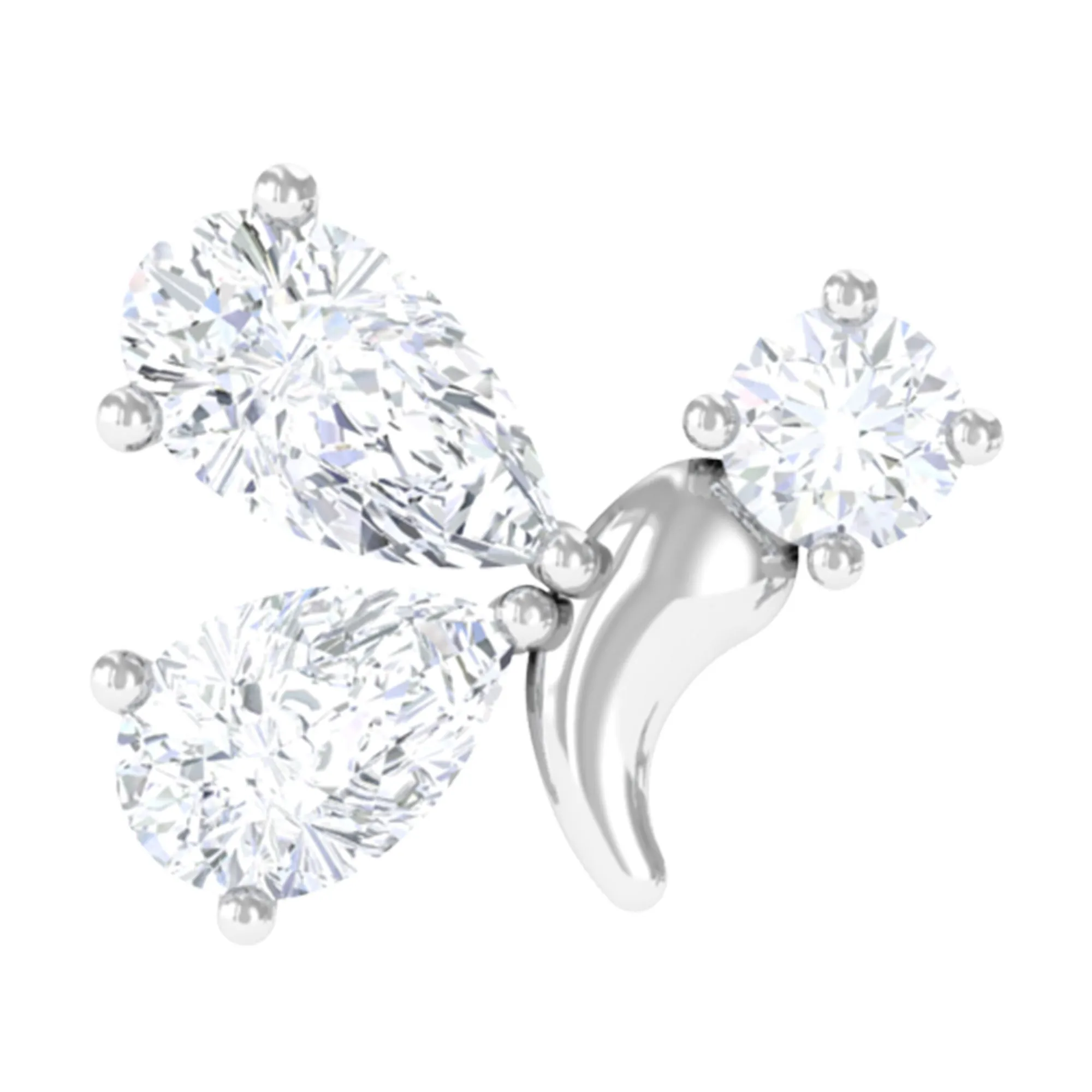 Genuine Diamond Butterfly Earring for Cartilage Piercing