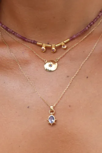 Gia Iolite Gold Necklace