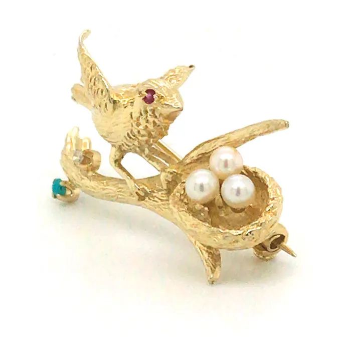 Gold Bird Brooch