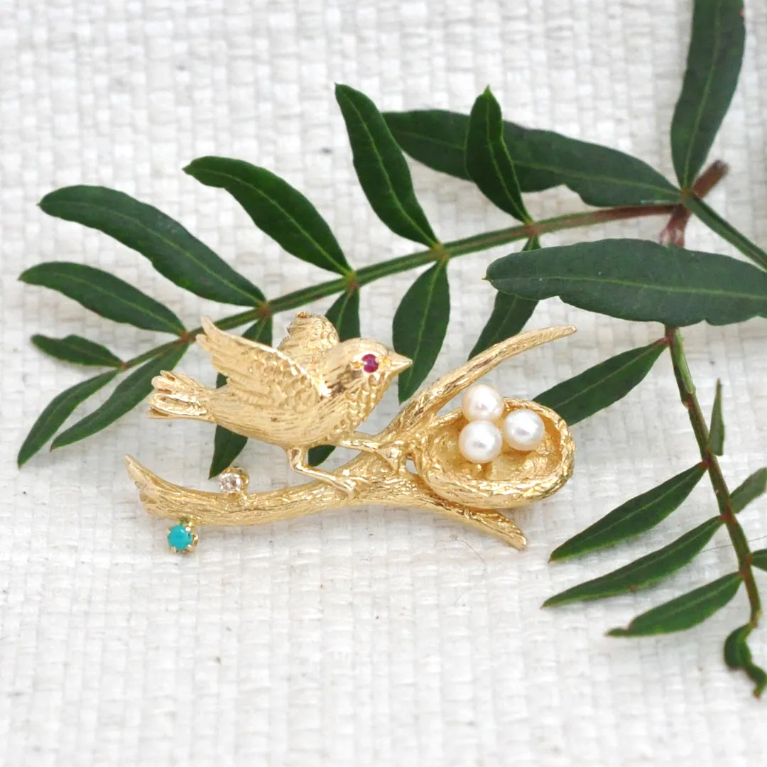 Gold Bird Brooch