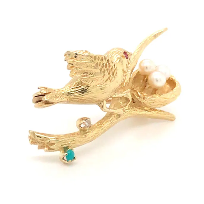 Gold Bird Brooch