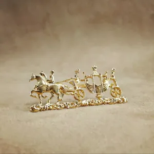 Gold coach and horses  Brooch